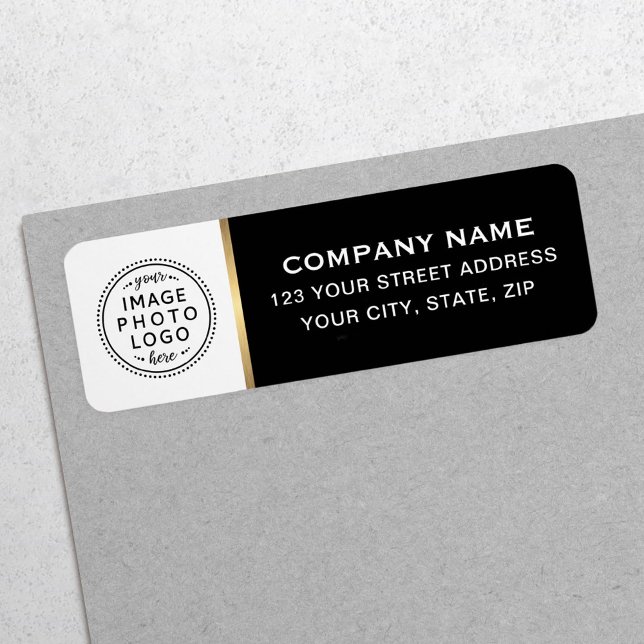 Logo black white faux golden border return address (Creator Uploaded)