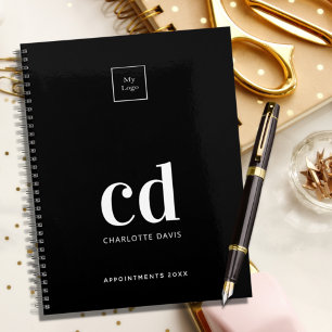 Logo black white monogram initials business 2027 planner