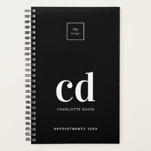 Logo black white monogram initials business 2027 planner