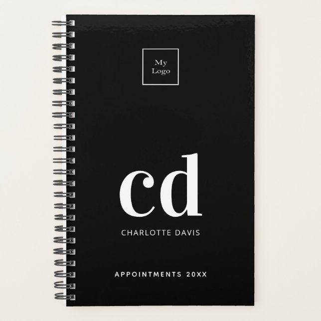 Logo black white monogram initials business 2027 planner (Front)