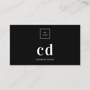 Logo black white monogram initials minimalist business card