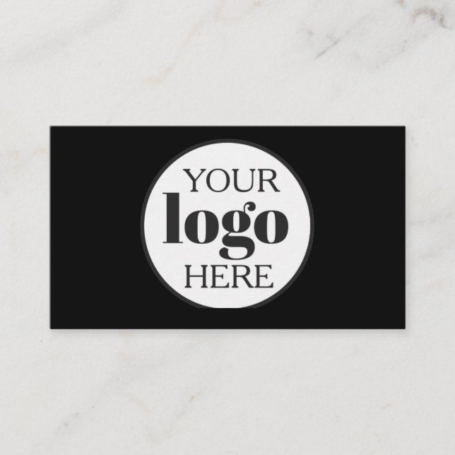 Logo Black White QR Code Simple Business Card (Front)