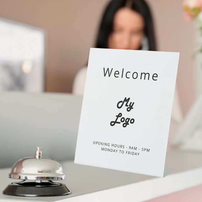 Logo black white welcome business  pedestal sign (Creator Uploaded)