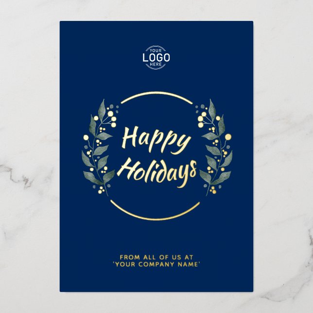 Logo Blue Business Holidays 2023 Calendar Card (Front)