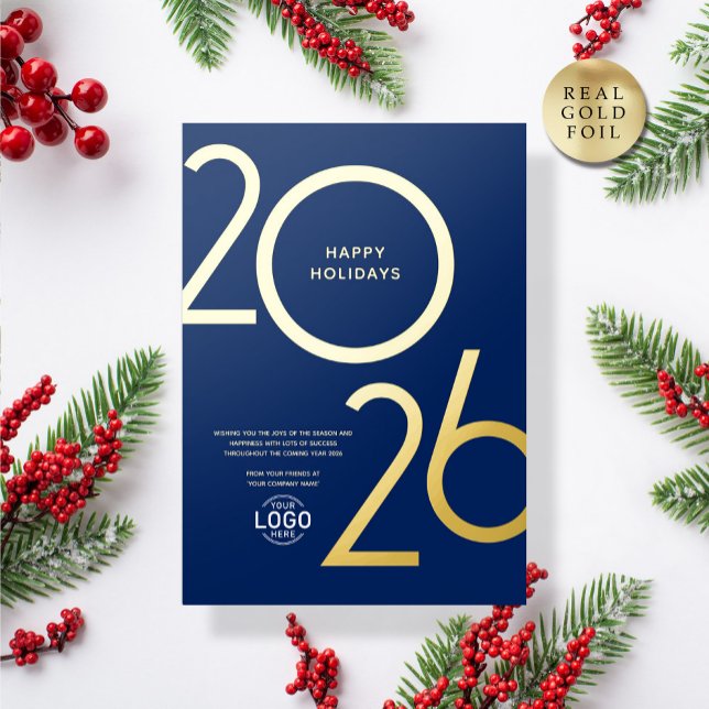 Logo Blue Modern Business Holiday Gold Card (Creator Uploaded)