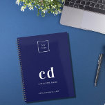 Logo blue white monogram initials business 2024 planner<br><div class="desc">Navy blue background and white text. Personalise and add your logo,  monogram initials,  and a title year 2023 (any year). Your logo both on the front and the back.  Space for your website address on the  back.</div>