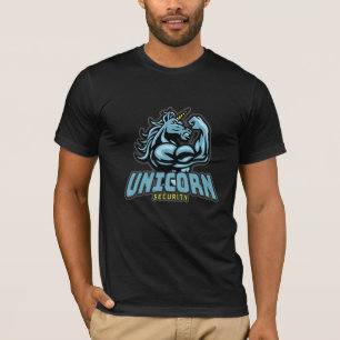 logo blue yellow unicorn Security manly unicorn  T-Shirt