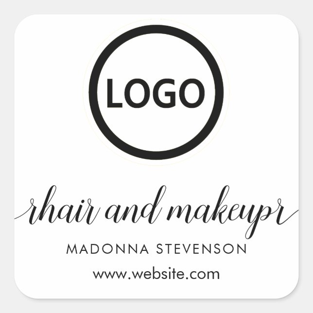 Logo Blush Simple Typography Hair Makeup  Square Sticker (Front)