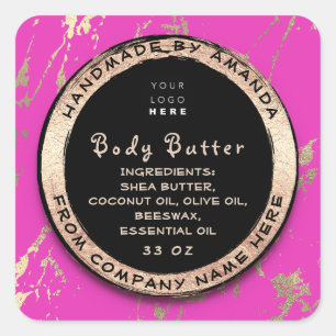 Logo Body Balm Butter Cosmetic Gold Black Pink Sh Square Sticker