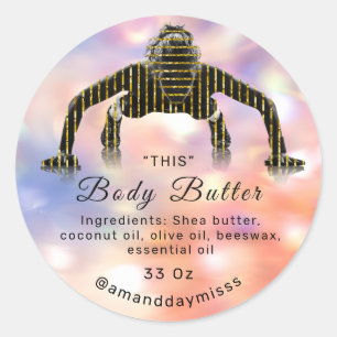 Logo Body Oil Balm Cosmetic Fitness Holograph Classic Round Sticker