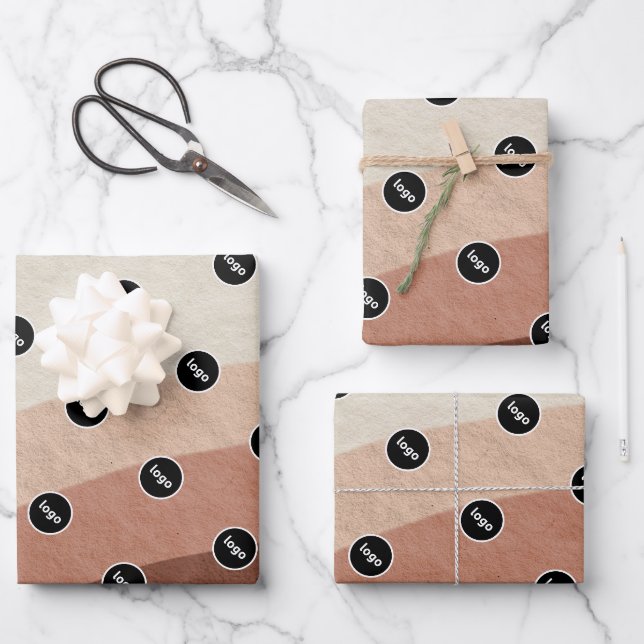 Logo Bohemian Earth Tones Wrapping Paper Sheet (Front)