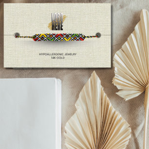 Logo Bracelet Display Beige Linen business Card