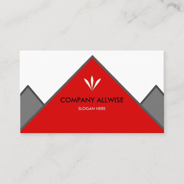 Logo Branded Red & White Business Card (Front)