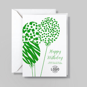 Logo Bright Green Balloons Corporate Birthday Card