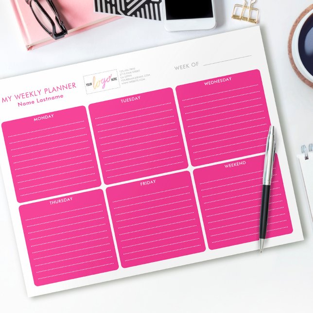  Logo Bright Pink Simple Undated Weekly Planner Notepad (Creator Uploaded)