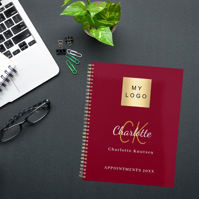 Logo burgundy gold monogram business 2026 planner (Creator Uploaded)