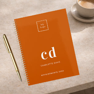 Logo burnt orange monogram initials business 2025 planner