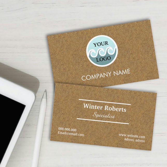 Logo business card, wooden kraft professional  card (Chic design, business card with logo company, kraft business card)