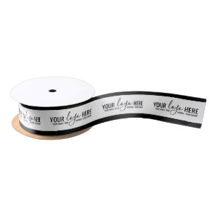 Logo Business Company Branded Packaging Black Satin Ribbon