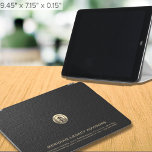 Logo Business Corporate Company iPad Air Cover<br><div class="desc">An elegant business template in a modern style that can easily be updated with your company logo and text. Designed with a brushed metallic gold emblem, you can customise by changing the text and image using the fields provided. A branded design for sales, advertising, marketing, and promotion; for your employees,...</div>