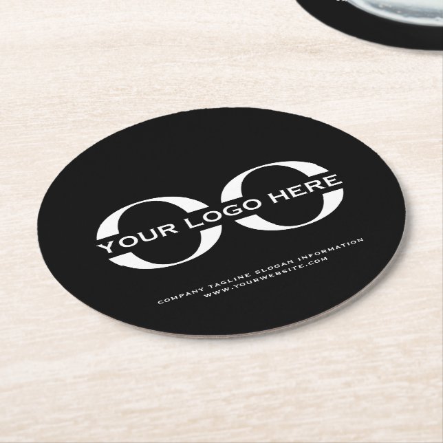 Logo Business Corporate Company Minimalist Round Paper Coaster (Angled)