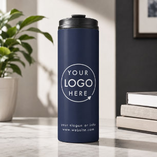 Logo   Business Corporate Company Navy Blue Thermal Tumbler