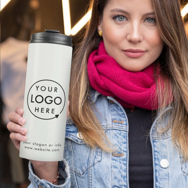 Logo Business | Corporate Modern Minimal Grey Thermal Tumbler (Creator Uploaded)