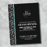 Logo Business Grand Opening Invitation Postcard<br><div class="desc">A fun but simple black and white invitation for a business grand opening or a brand or product launch party event. Add your own logo to the top to give it your branding. Cute black and white dot and stripe pattern on the side for a cute accent. You can change...</div>