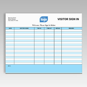 Logo Business Guest Visitor Sign In Sheet Notepad