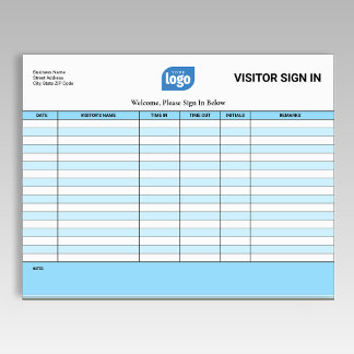 Logo Business Guest Visitor Sign In Sheet Notepad