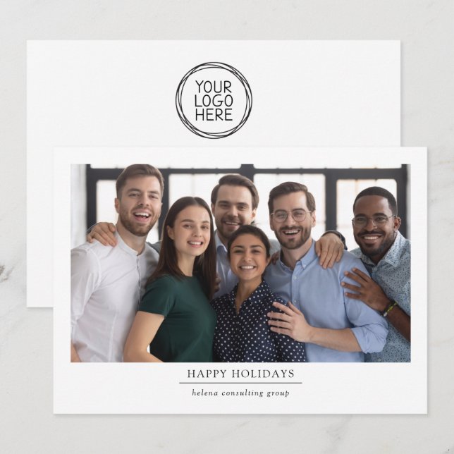 Logo Business Happy Holidays Photo Holiday Card (Front/Back)