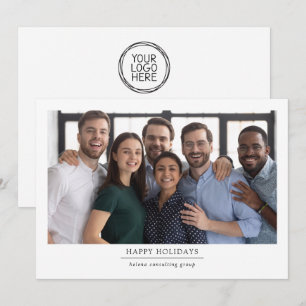 Logo Business Happy Holidays Photo Holiday Card