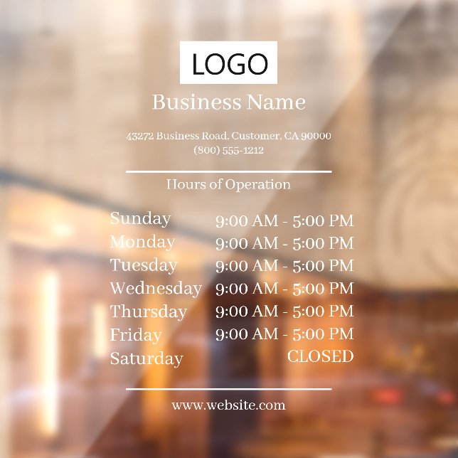 Logo Business Hours of Operation Opening Times  (Sheet 2)