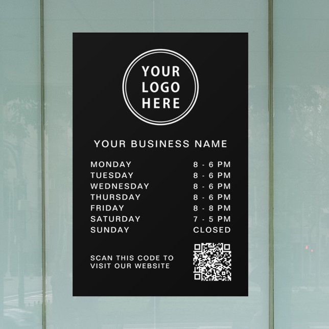 Logo Business Hours QR Code Black (Creator Uploaded)