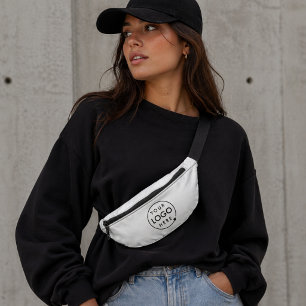 Logo Business   Minimalist Simple White Bum Bags