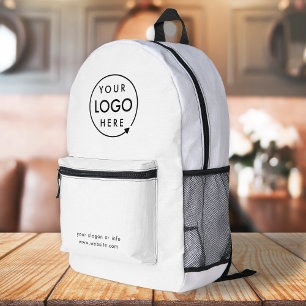 Logo Business   Minimalist Simple White Printed Backpack