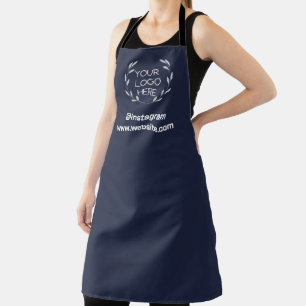 Logo Business Modern Minimal Company navy blue  Apron