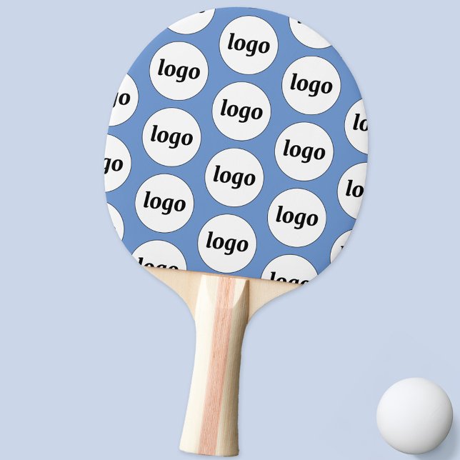 Logo Business Pattern Promotional Sky Blue Ping Pong Paddle (Simple logo pattern business branding promotional ping pong paddle in sky blue)