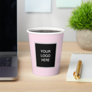 Logo Business Pink Minimalist Corporate Paper Cups