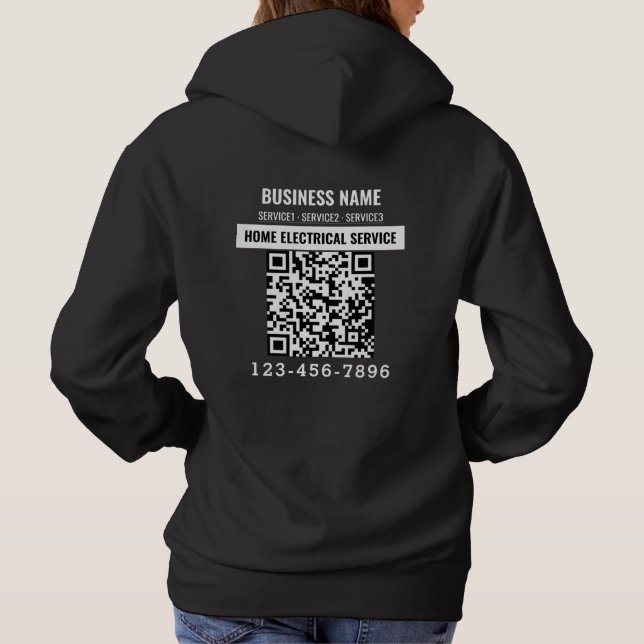 Logo Business QR code Custom Work Hoodie (Back)