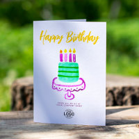 Logo Business Simple Purple Green Cake Birthday