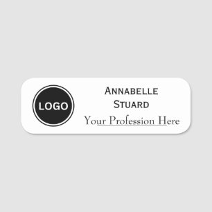 Logo Business Simple White Employee Name Tag