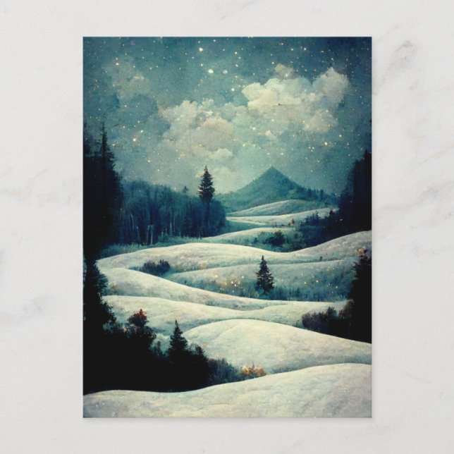 Logo Business Winter Scene Christmas Postcard (Front)