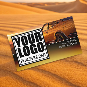Logo Car Photo Template Golden Chrome Ombre Business Card