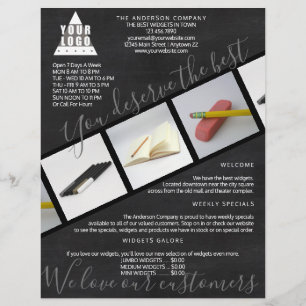 Logo Chalkboard Asymmetrical 3 Photo Collage Flyer
