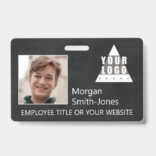 Logo Chalkboard Trendy Business Employee Photo ID Badge