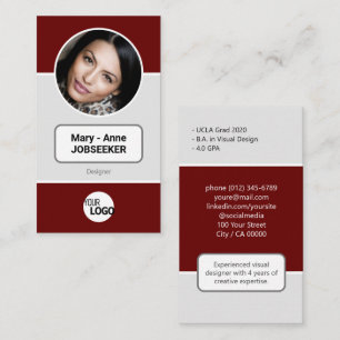 Logo Circle Frame Classic Job Seeker Classy Red Business Card