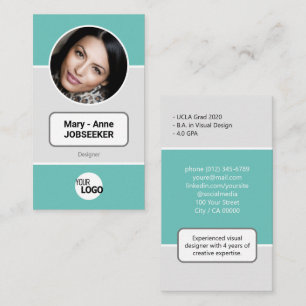 Logo Circle Frame Classic Job Seeker Classy Teal Business Card