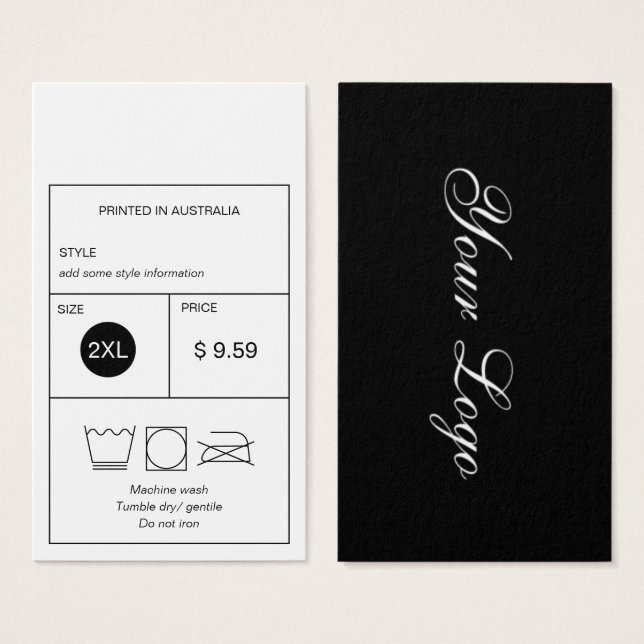Logo Clothing Price Hang Tag (Front & Back)