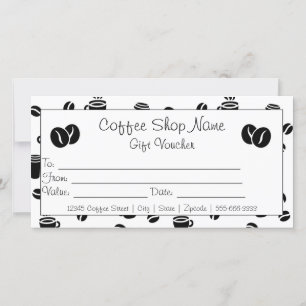 Logo Coffee Shop Pattern Business Gift Certificate